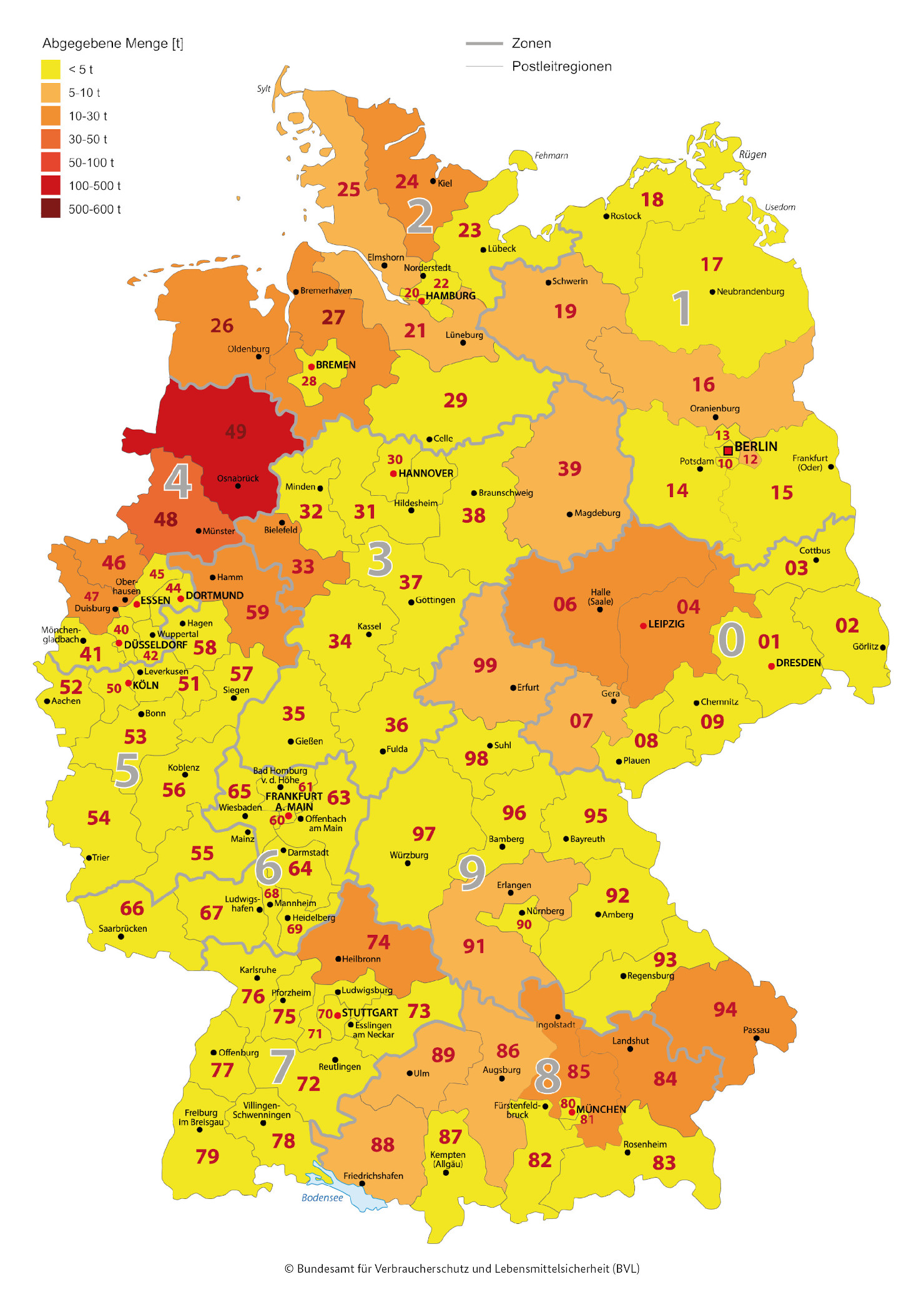 Grafik Regionale Abgabemengen Antibiotika in Deutschland 2019